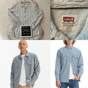Vintage 90s Levi's Cotton Linen Striped Long Sleeve Button Down Shirt | …